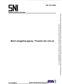 Mesin penggiling jagung - Prosedur dan cara uji (SNI 7414:2008)